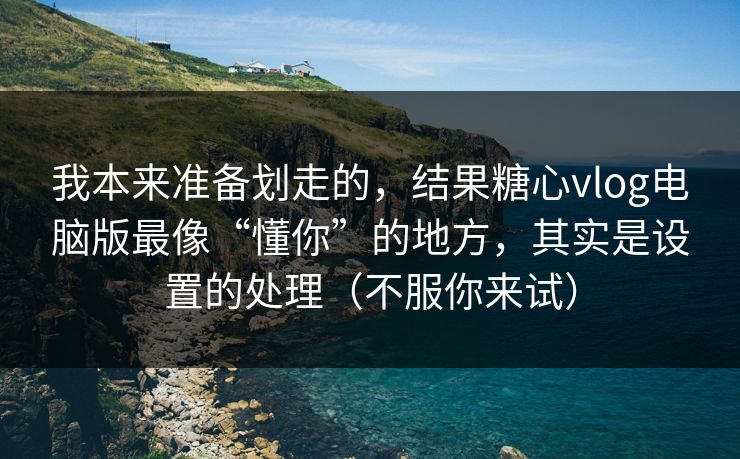 我本来准备划走的，结果糖心vlog电脑版最像“懂你”的地方，其实是设置的处理（不服你来试）