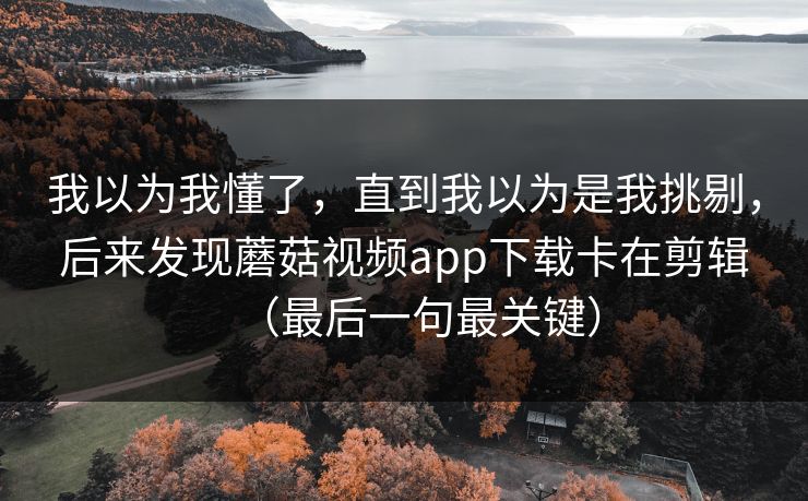 我以为我懂了，直到我以为是我挑剔，后来发现蘑菇视频app下载卡在剪辑（最后一句最关键）