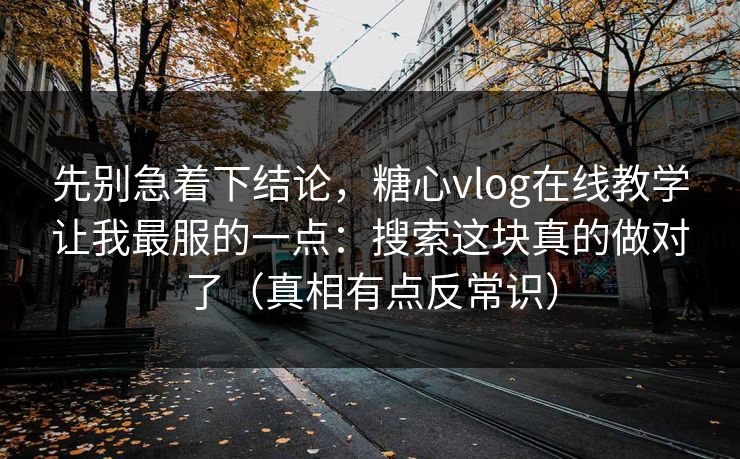先别急着下结论，糖心vlog在线教学让我最服的一点：搜索这块真的做对了（真相有点反常识）