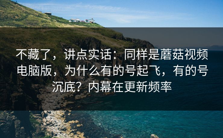 不藏了，讲点实话：同样是蘑菇视频电脑版，为什么有的号起飞，有的号沉底？内幕在更新频率