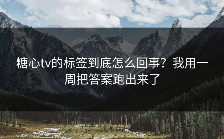 糖心tv的标签到底怎么回事？我用一周把答案跑出来了