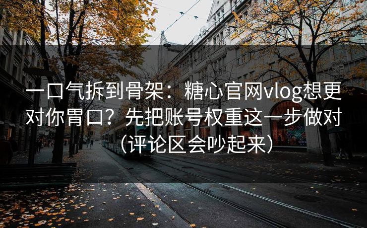 一口气拆到骨架：糖心官网vlog想更对你胃口？先把账号权重这一步做对（评论区会吵起来）
