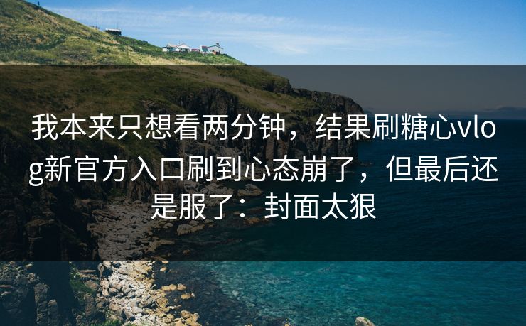 我本来只想看两分钟，结果刷糖心vlog新官方入口刷到心态崩了，但最后还是服了：封面太狠