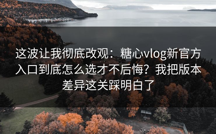 这波让我彻底改观：糖心vlog新官方入口到底怎么选才不后悔？我把版本差异这关踩明白了