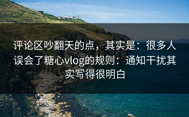 评论区吵翻天的点，其实是：很多人误会了糖心vlog的规则：通知干扰其实写得很明白