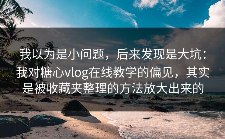我以为是小问题，后来发现是大坑：我对糖心vlog在线教学的偏见，其实是被收藏夹整理的方法放大出来的
