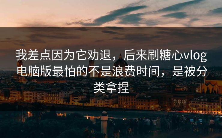 我差点因为它劝退，后来刷糖心vlog电脑版最怕的不是浪费时间，是被分类拿捏