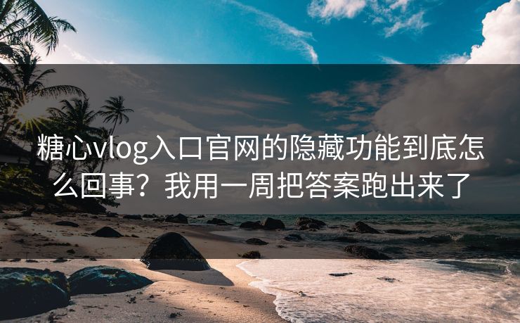 糖心vlog入口官网的隐藏功能到底怎么回事？我用一周把答案跑出来了